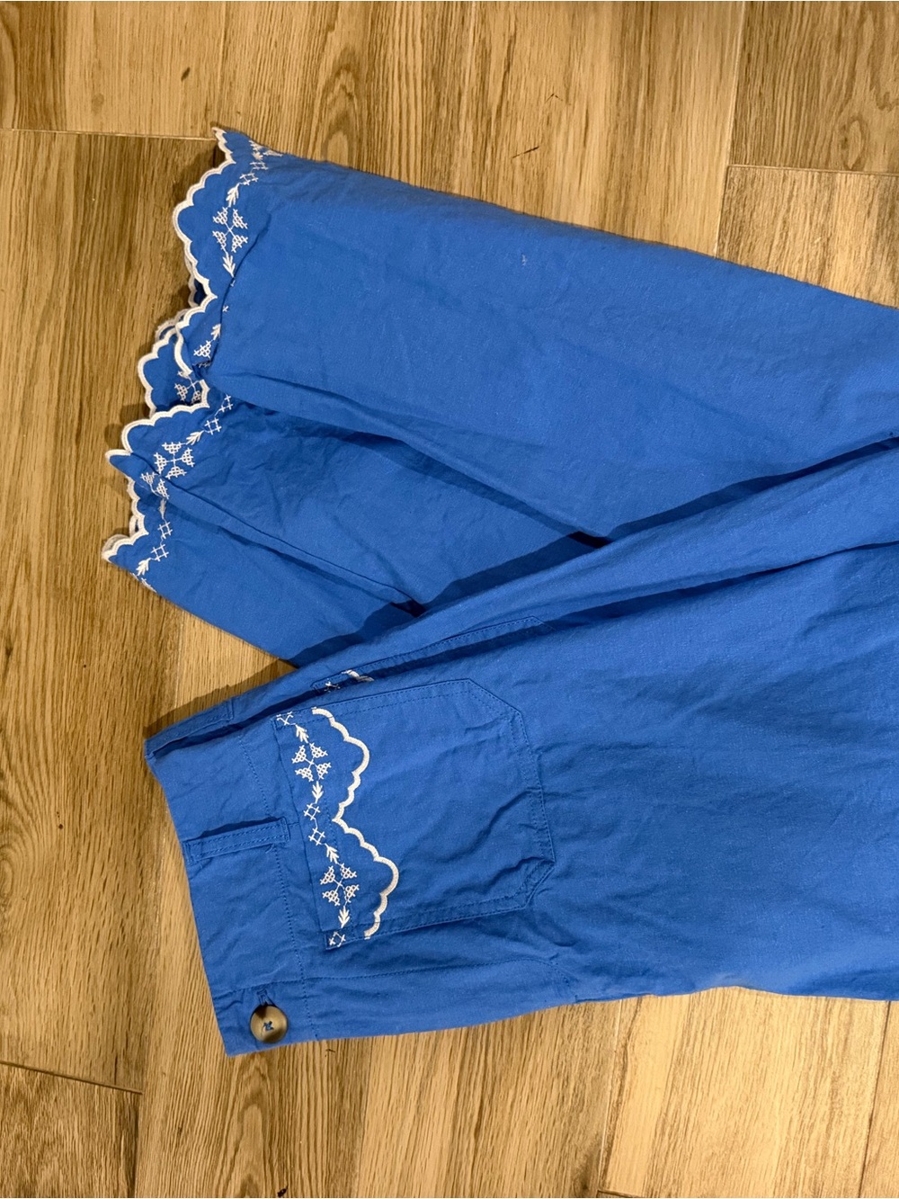 Maeve Blue High-Waist Wide-Leg Jeans with Embroidered Hem - Picture 2 of 6